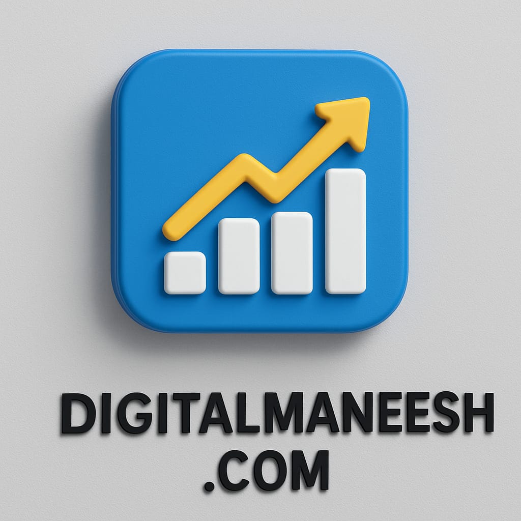 3D illustration of SEO analytics with a magnifying glass, bar chart, and upward growth arrow.